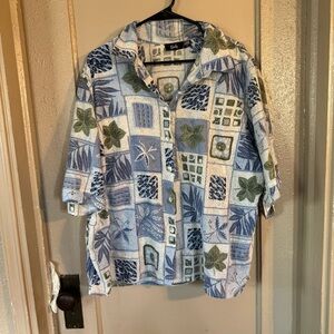 VTG Tapestry Womens 2X Button Down Shirt Hawaiian Vacationcore Beach Vibes Flora